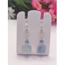Pure Aquamarine Tiles & Swarovski Crystal Earrings